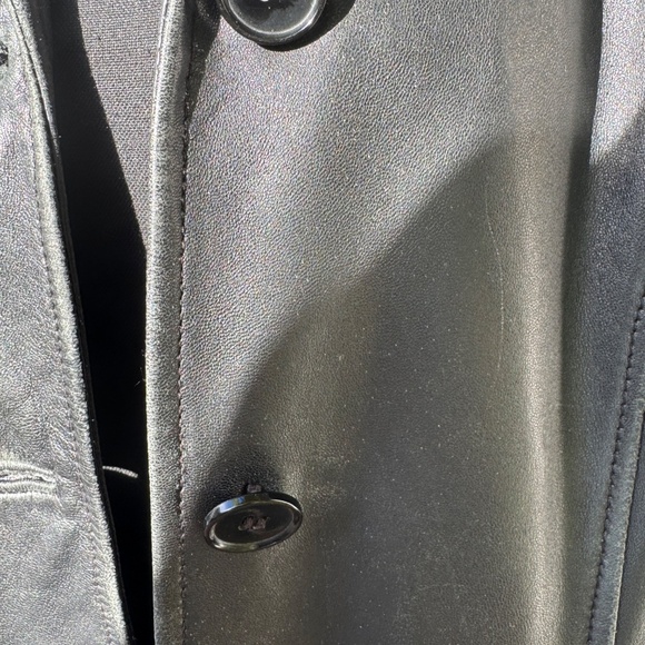 Y2K/90s Vintage DANIER Black Leather Coat | Structured Shoulders | Women's Sz M - Picture 5 of 15